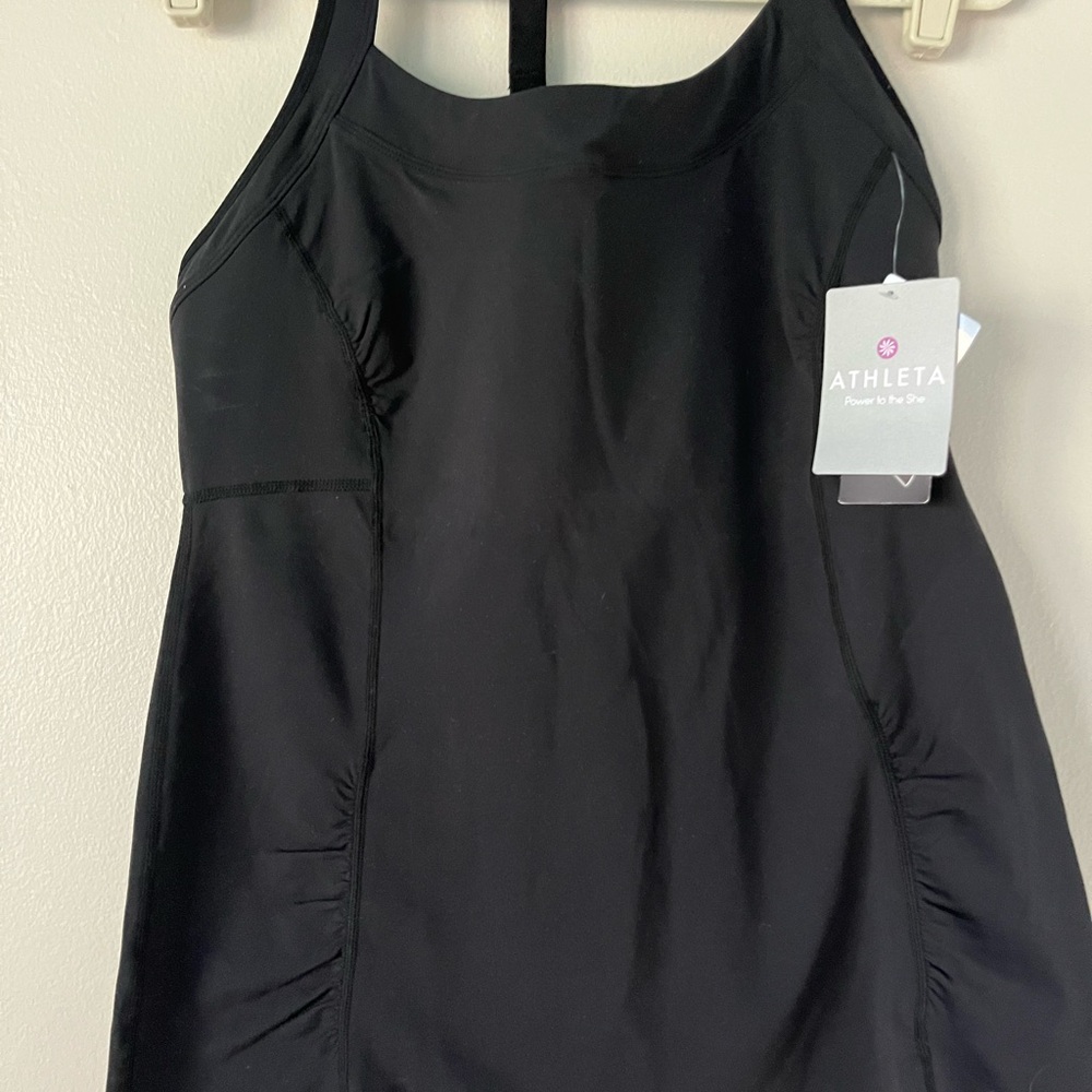 Athleta Black Tank Dress with Subtle Ruching